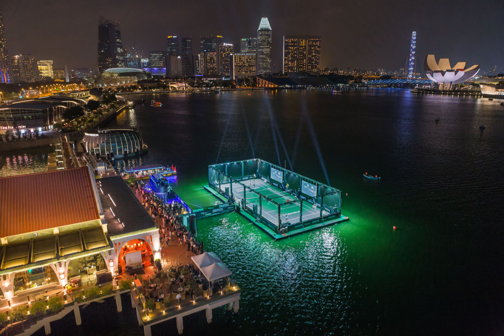 TAG Heuer floating tennis pitch on Marina Bay in Singapore